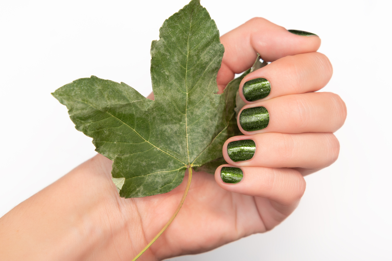 Mint Green Nails With Glitter