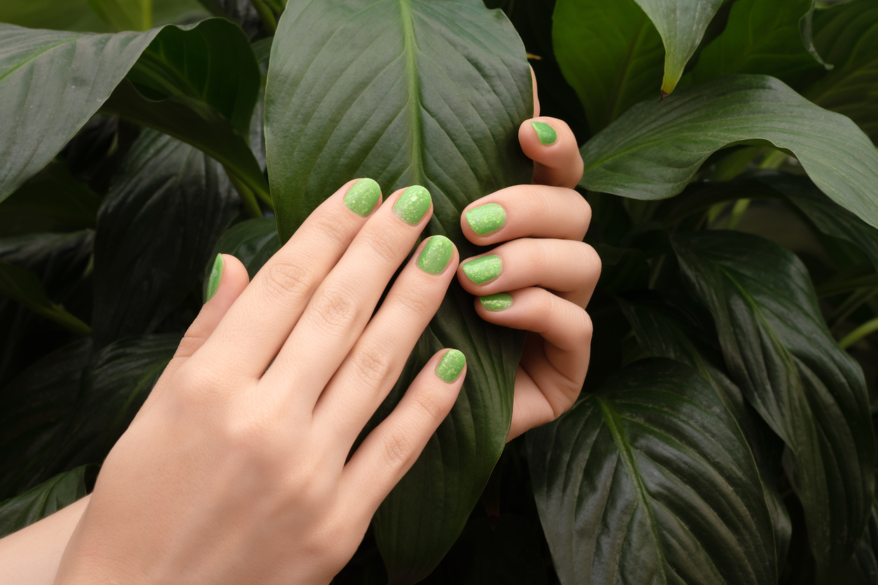 Mint green nails