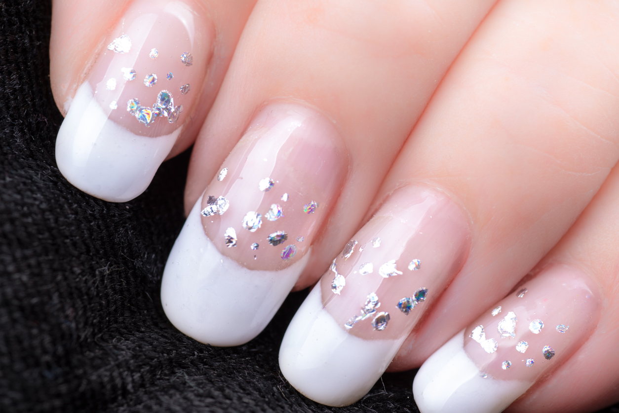 Modern Christmas French Nails