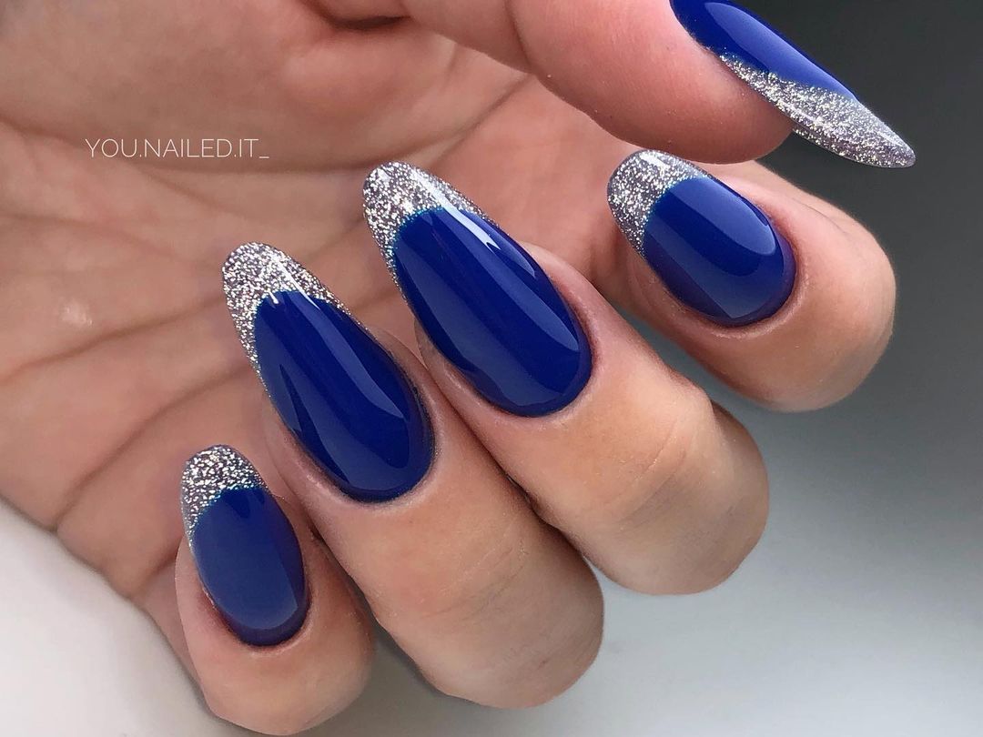 Navy Blue Sparkle Nails