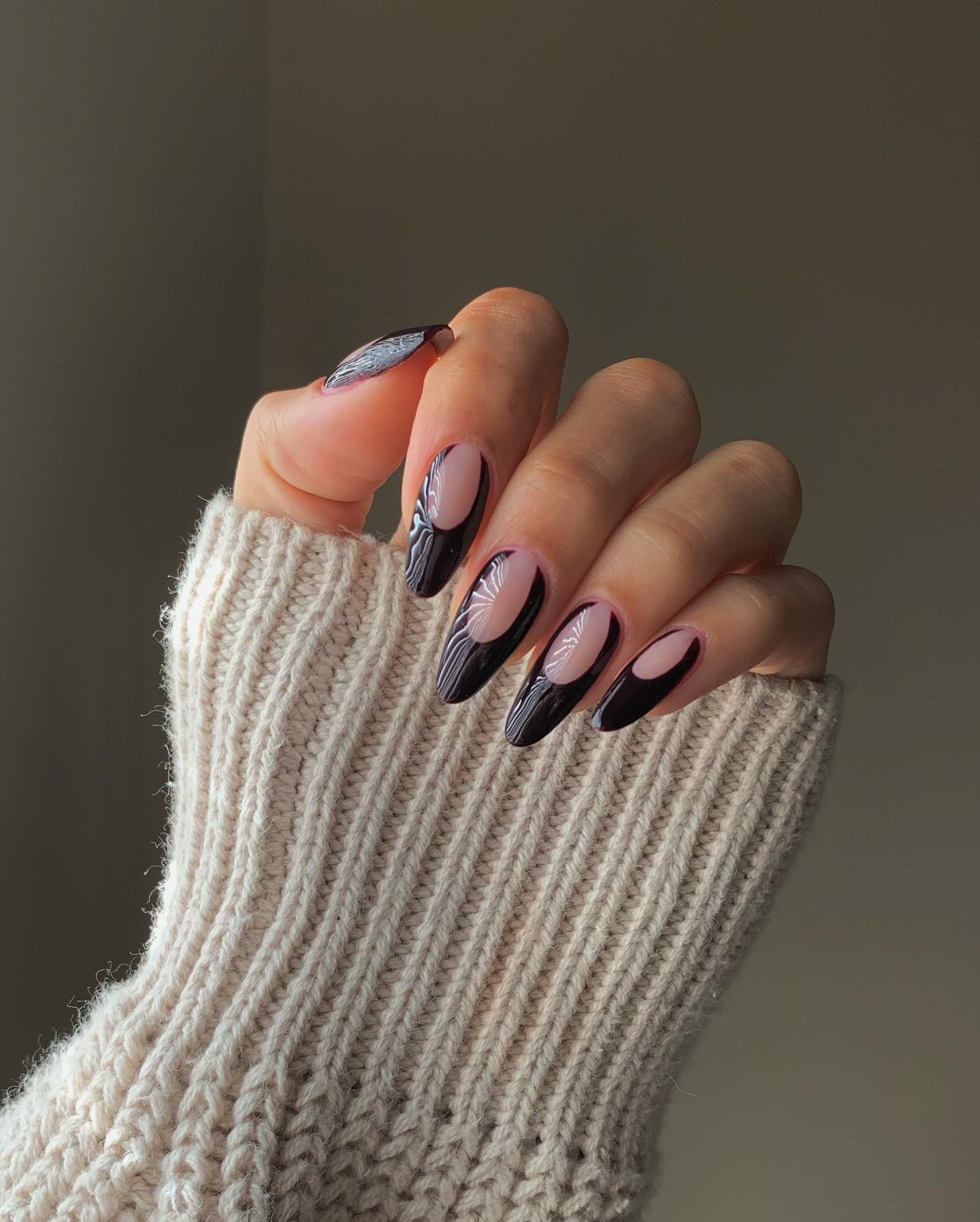 Negative Space French Tip Coffin Nails