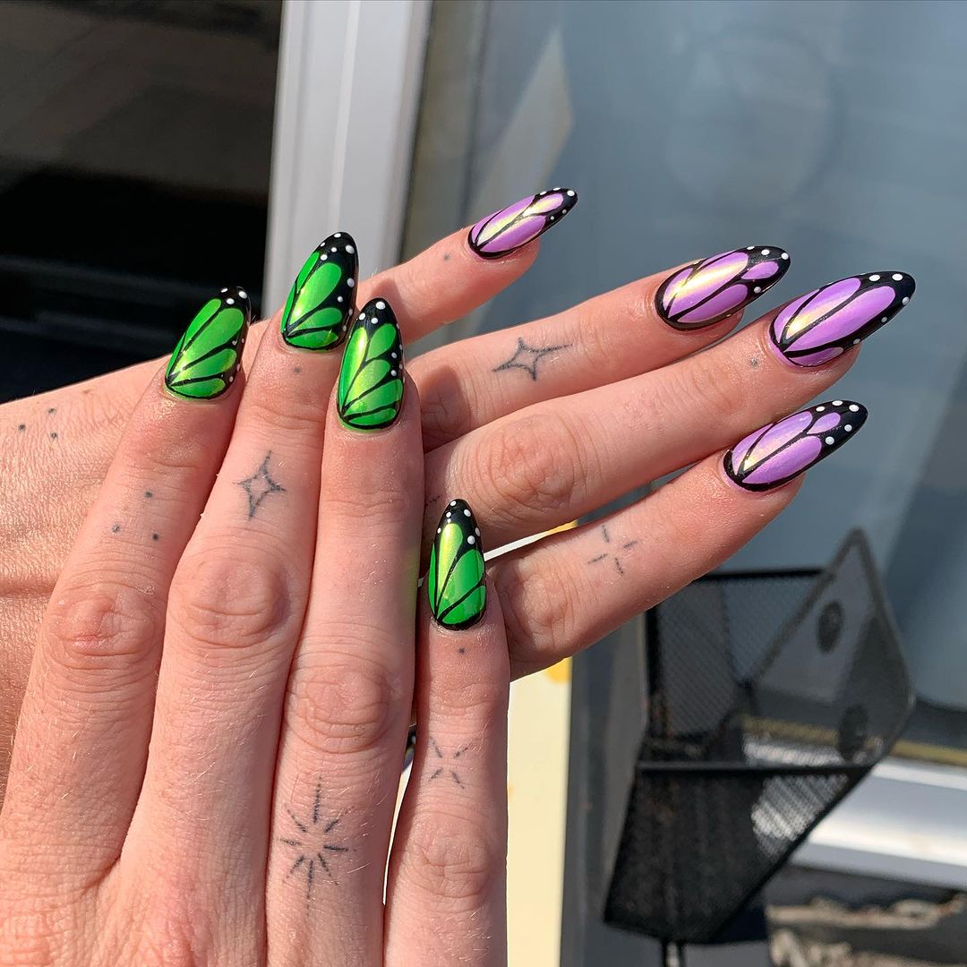 Neon Butterfly Nails