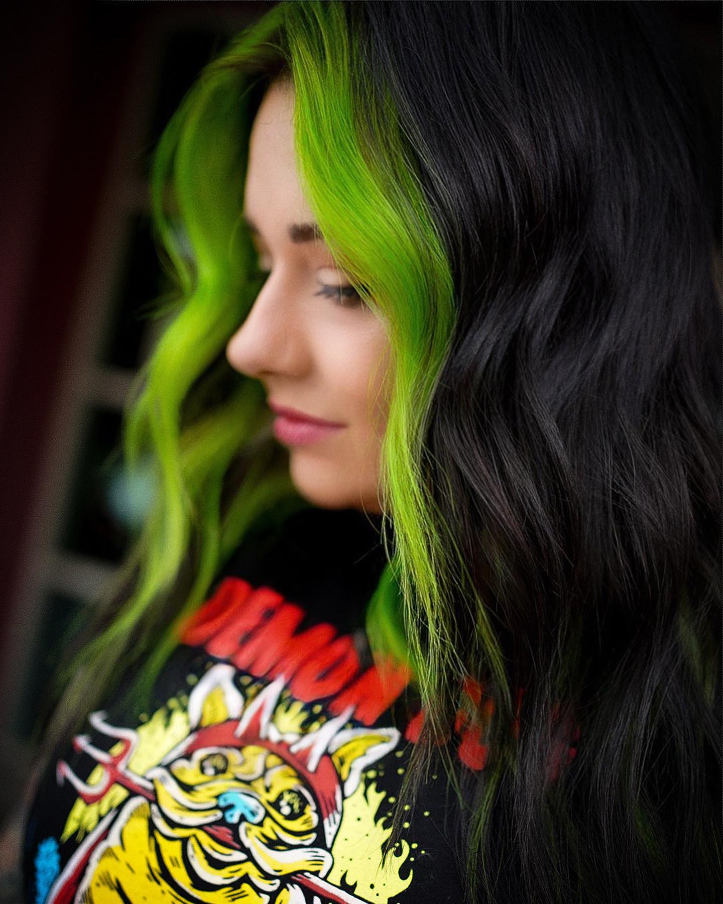 Neon Green Hair Streaks