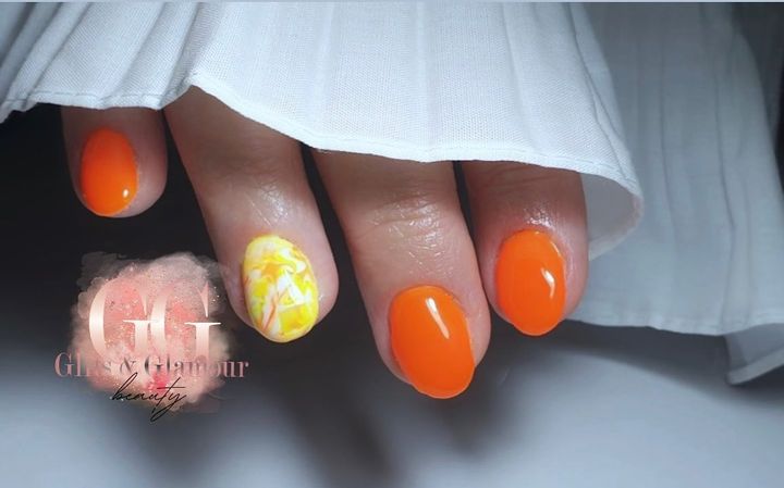 Neon Orange And Yellow Nails
