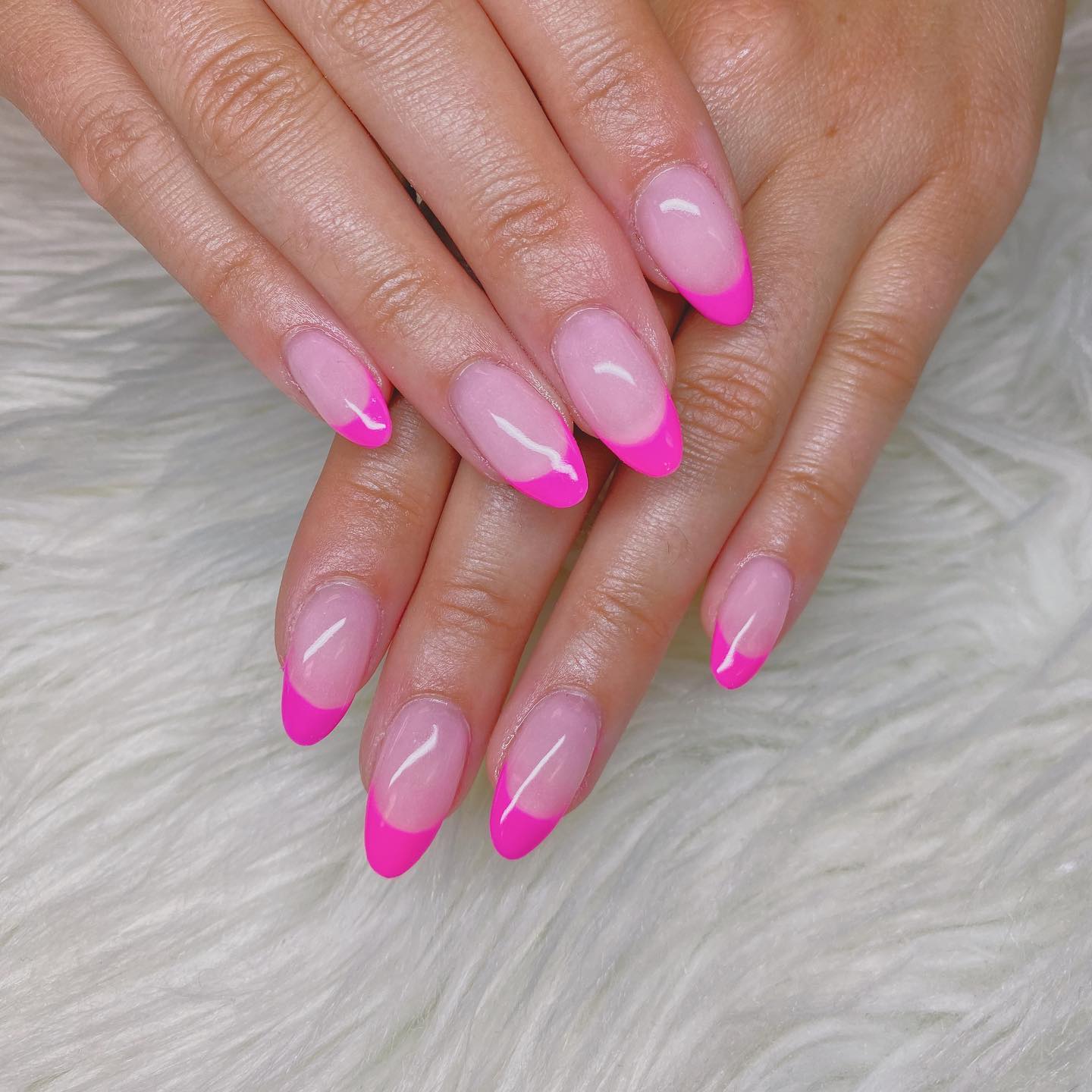 Neon Pink French Nails