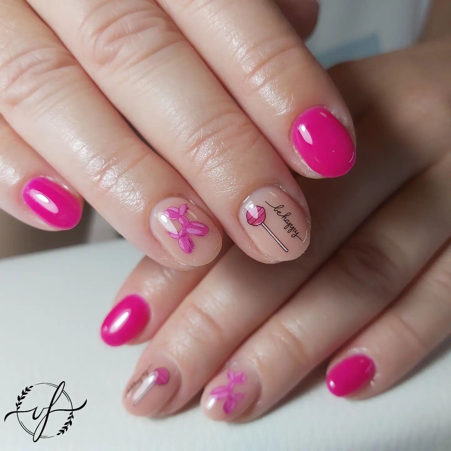 Neon Pink Short Nails