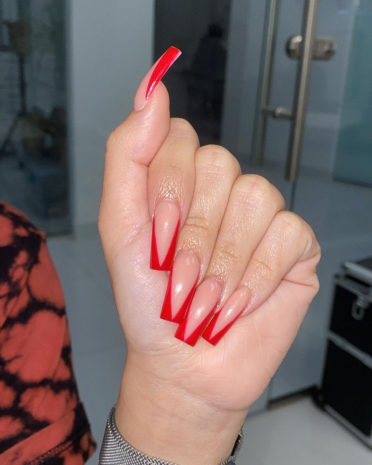 Nude And Red Nails