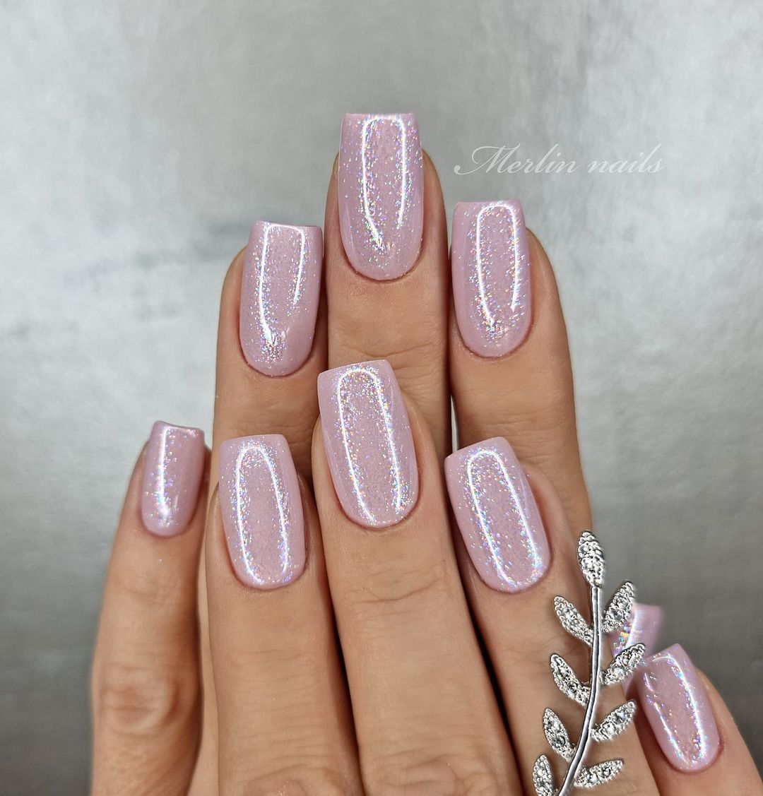 Nude Nails With Glitter
