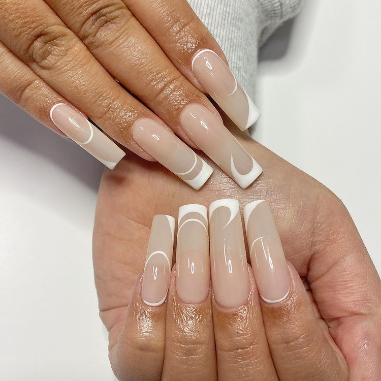 Nude Nails With White Tips