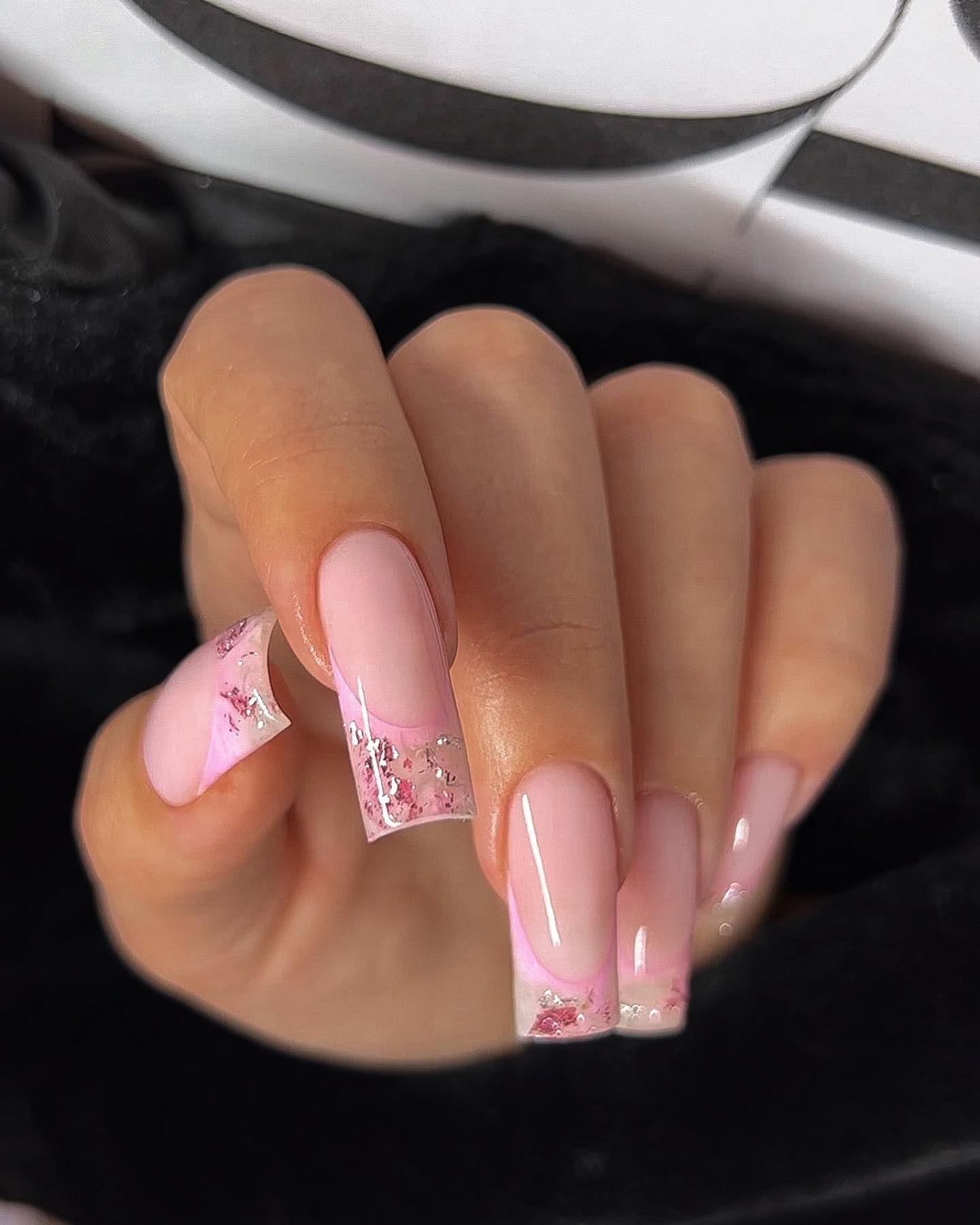 Nude Pink Nails With 3D Elements