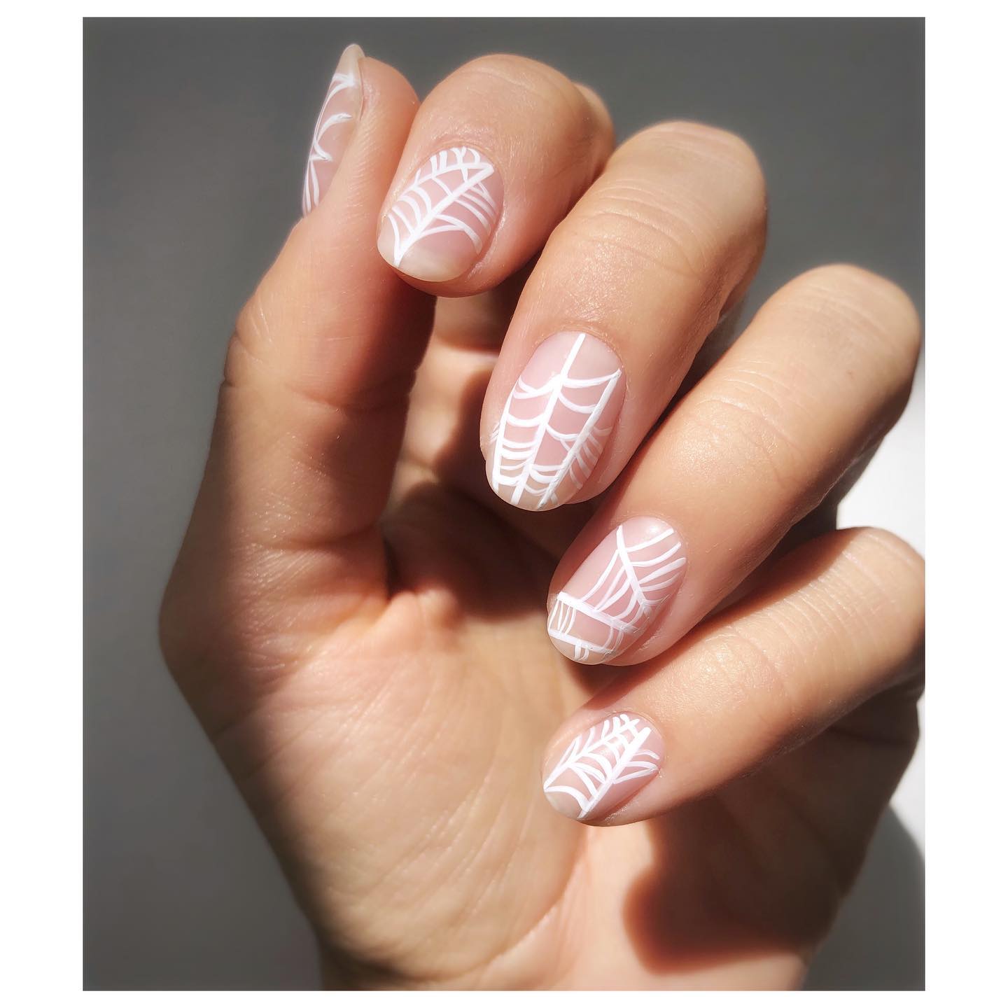 Nude Pink Nails With Lace Designs