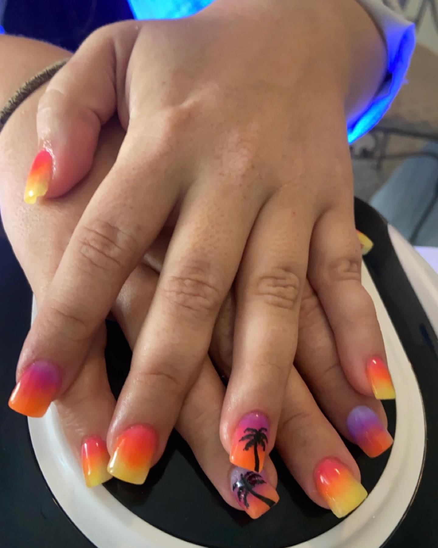 Ombre Acrylic Sunset Nails