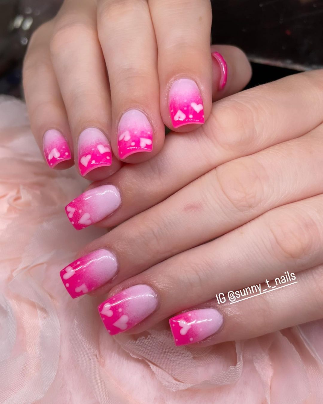 Ombre Dip Nails Pink and White