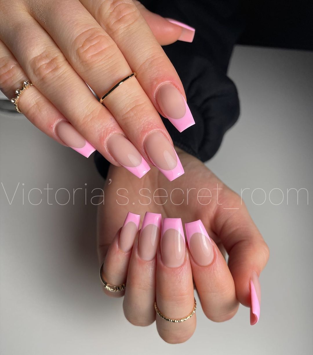Ombre French Tip Coffin Nails