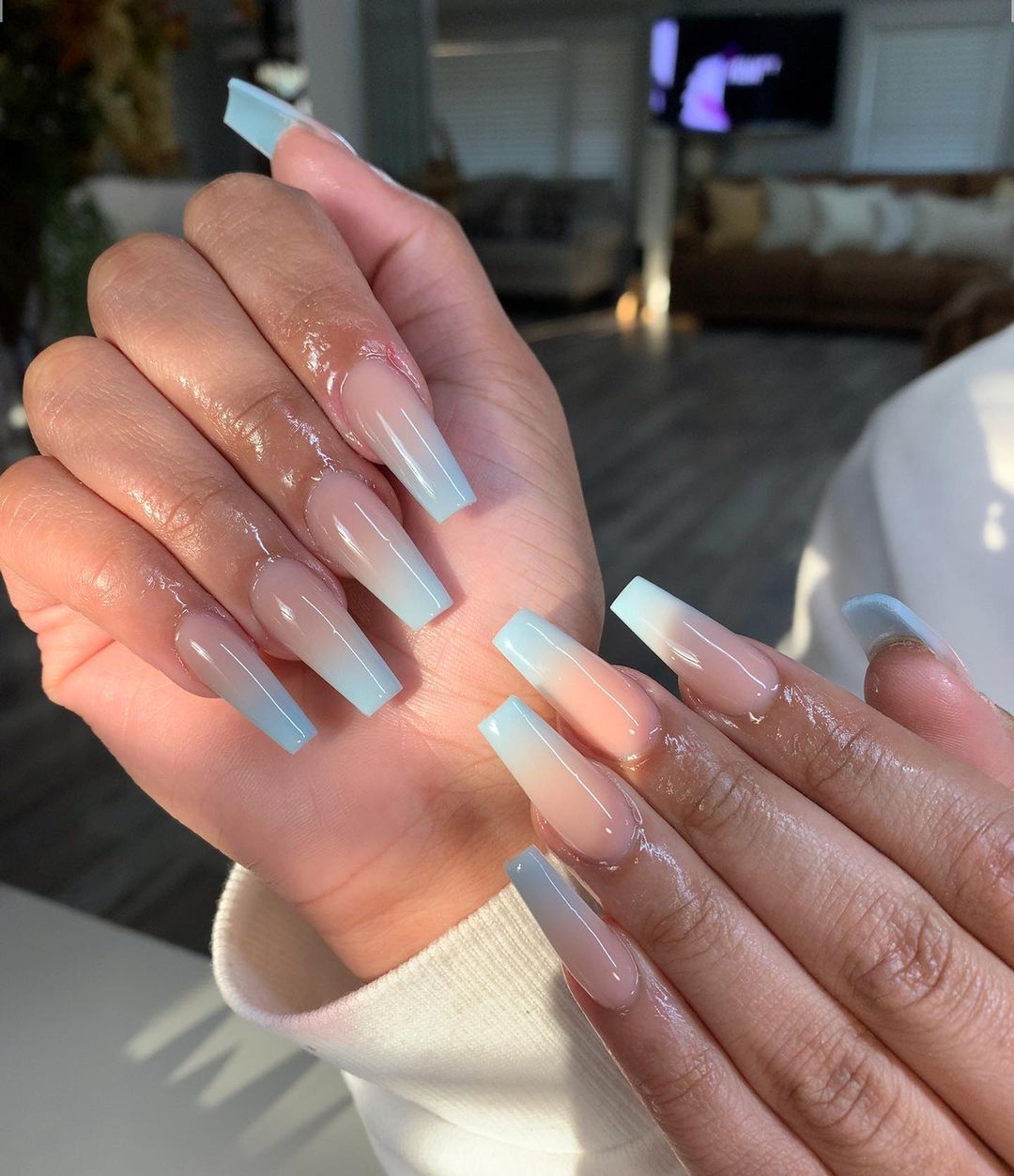 Ombre Natural Acrylic Nails