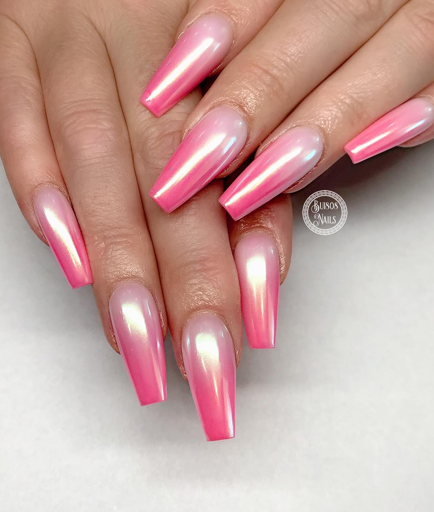 Ombre Pink Chrome Nails