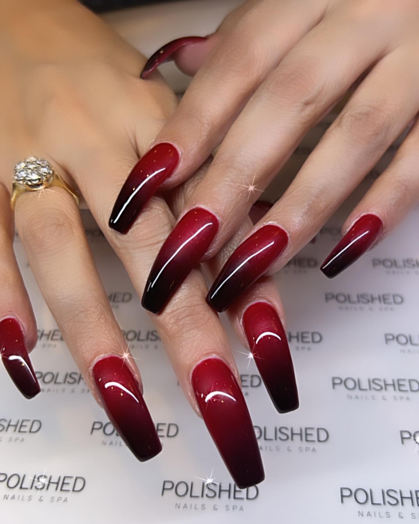 Ombre Red Coffin Nails