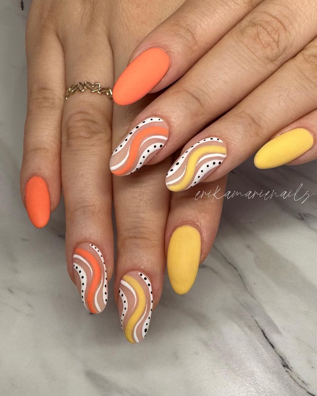 Orange And Yellow Summer Nails
