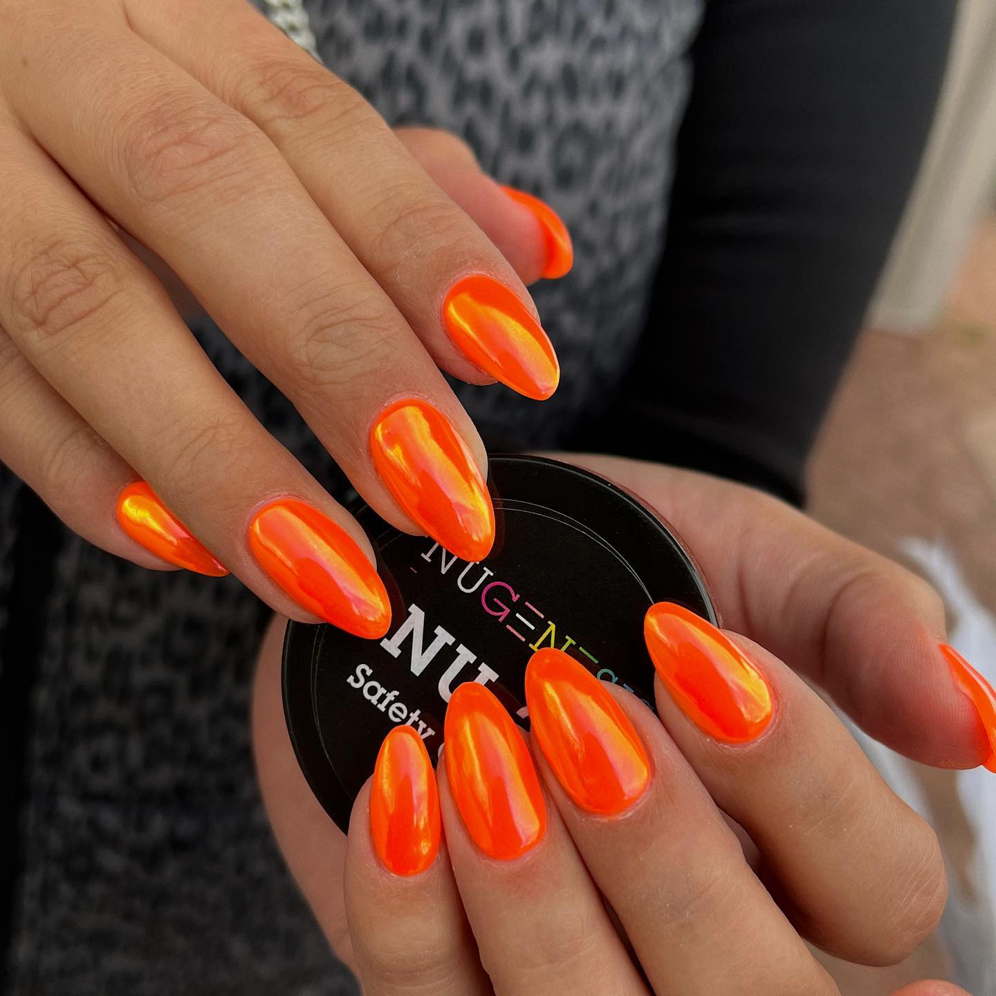 Orange Chrome Nails