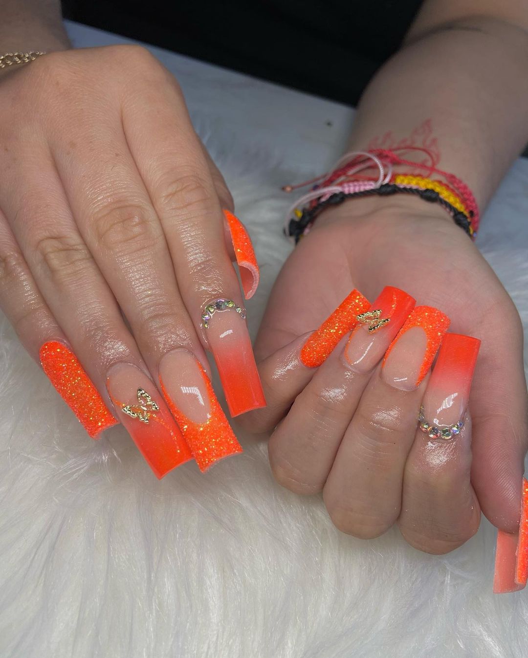Orange French Tip Acrylic Nails