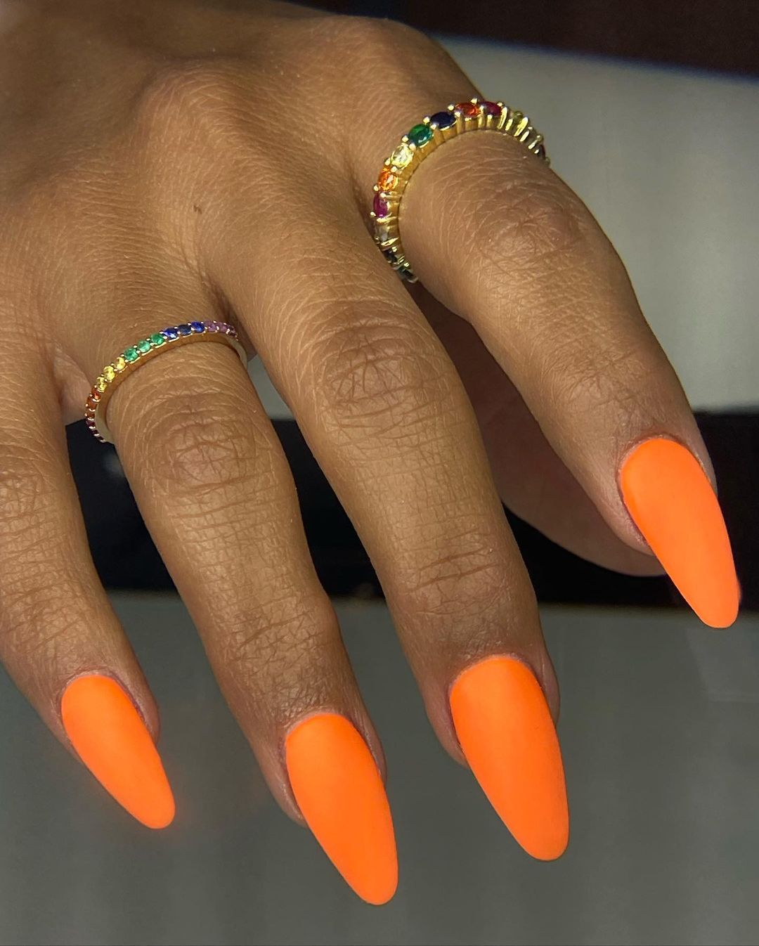 Orange Matte Nails