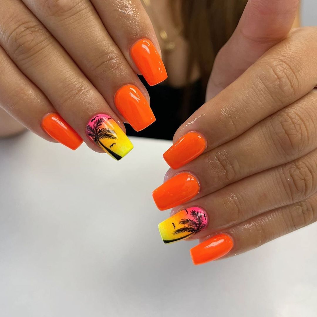 Orange Vacation Nails