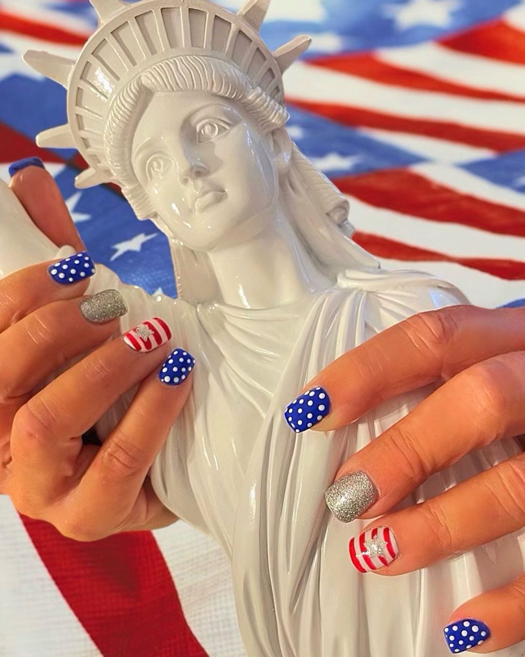 Patriotic Red White and Blue Nails