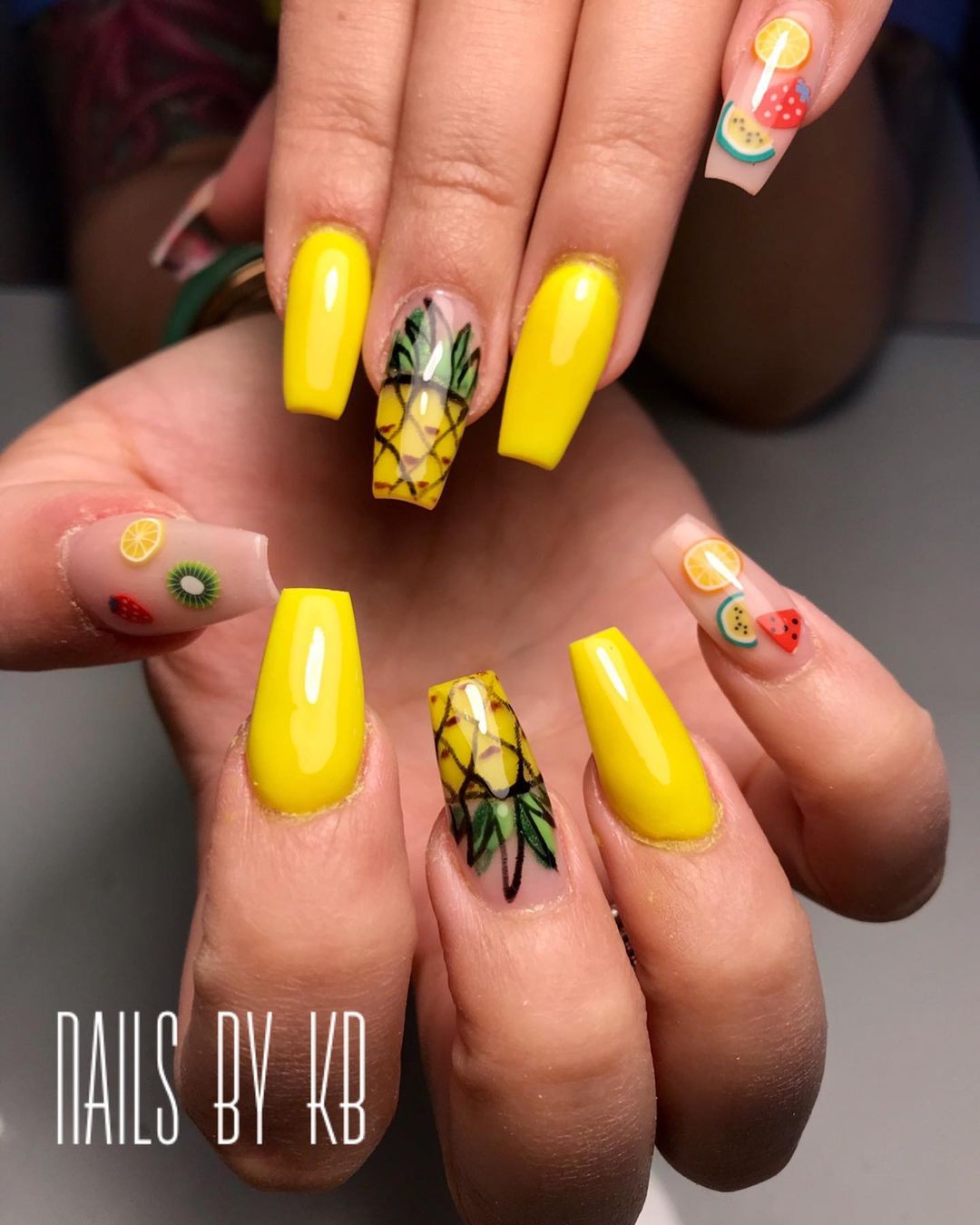 Pineapple Acrylic Nails