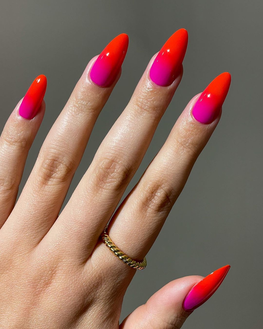 Pink And Orange Neon Nails