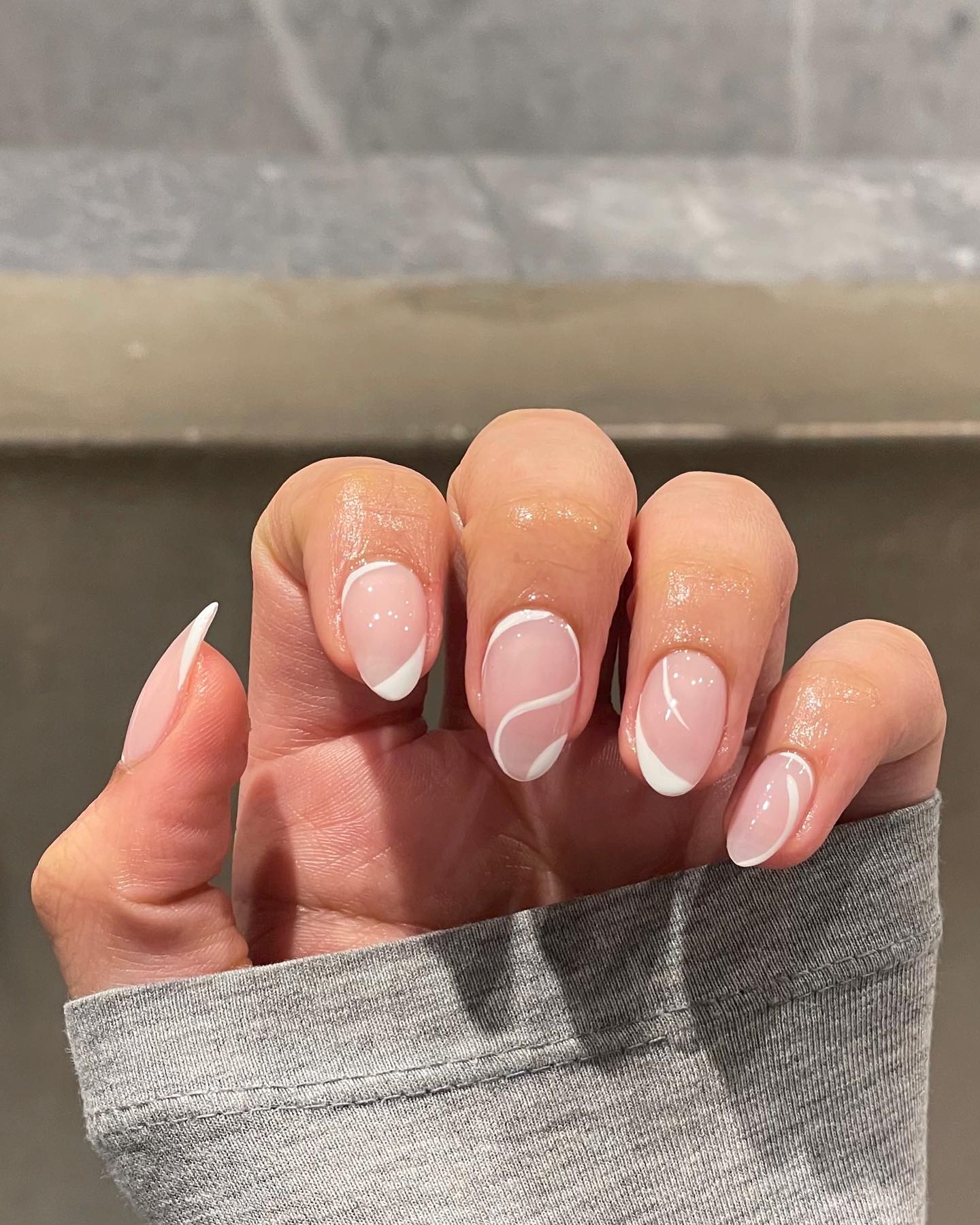 Pink And White Almond Nails