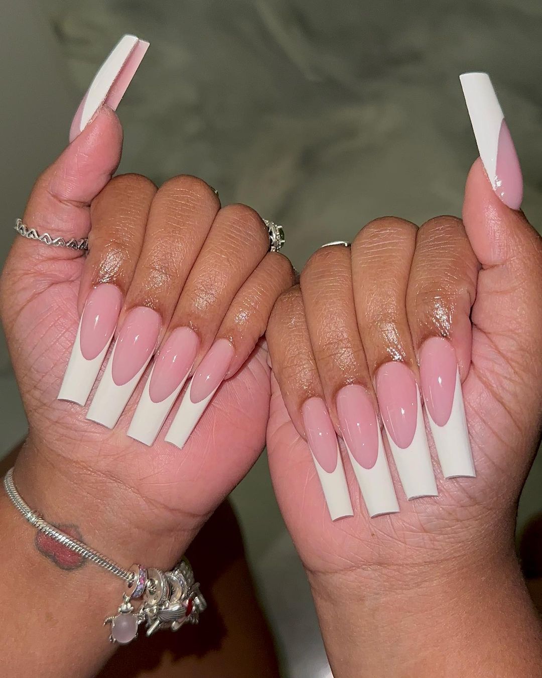 Pink and White Ballerina Nails