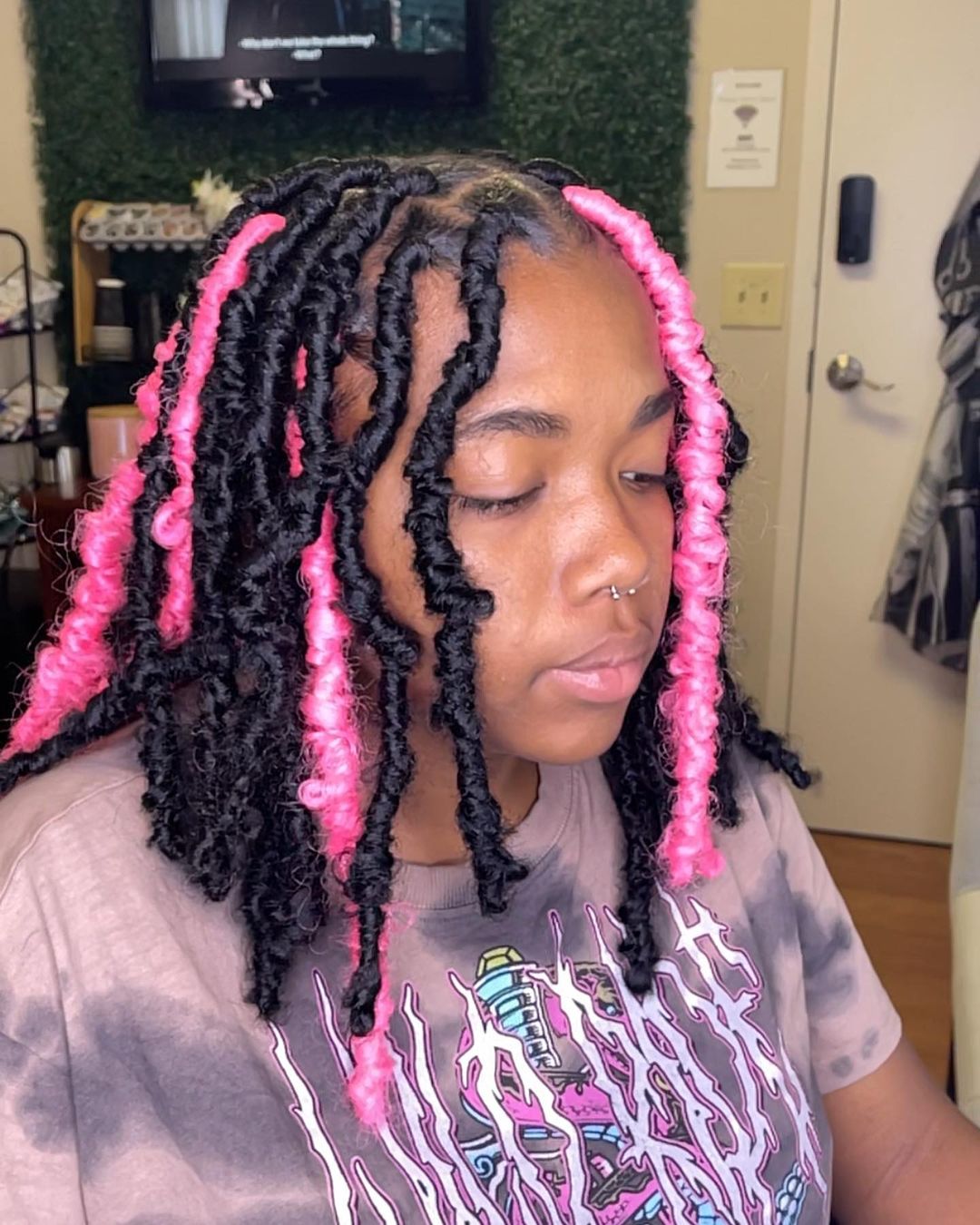 Pink Butterfly Locs Crochet Hair