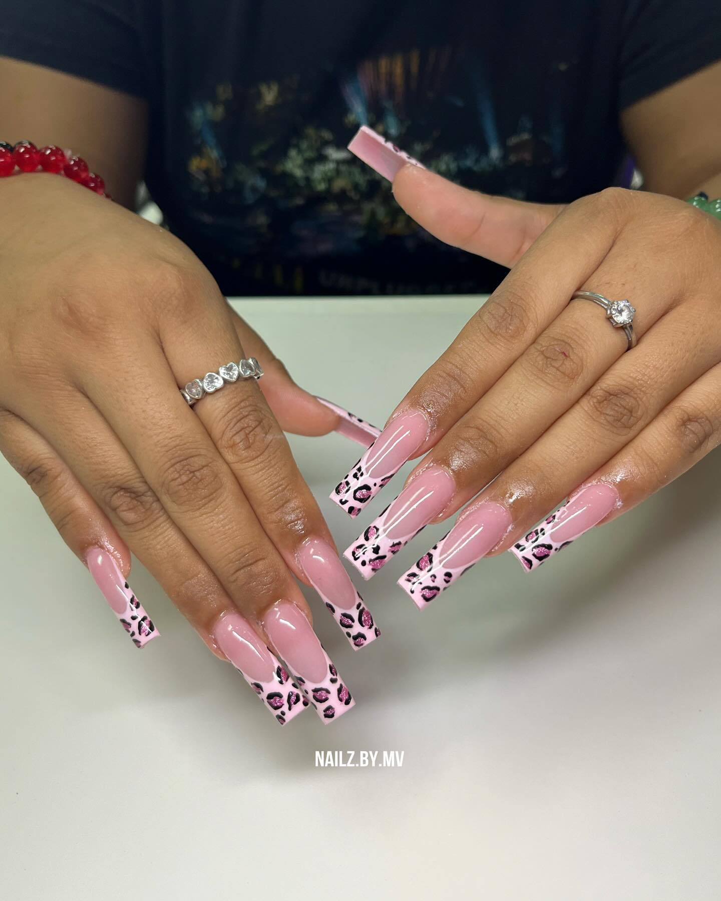 Pink Cheetah Nails