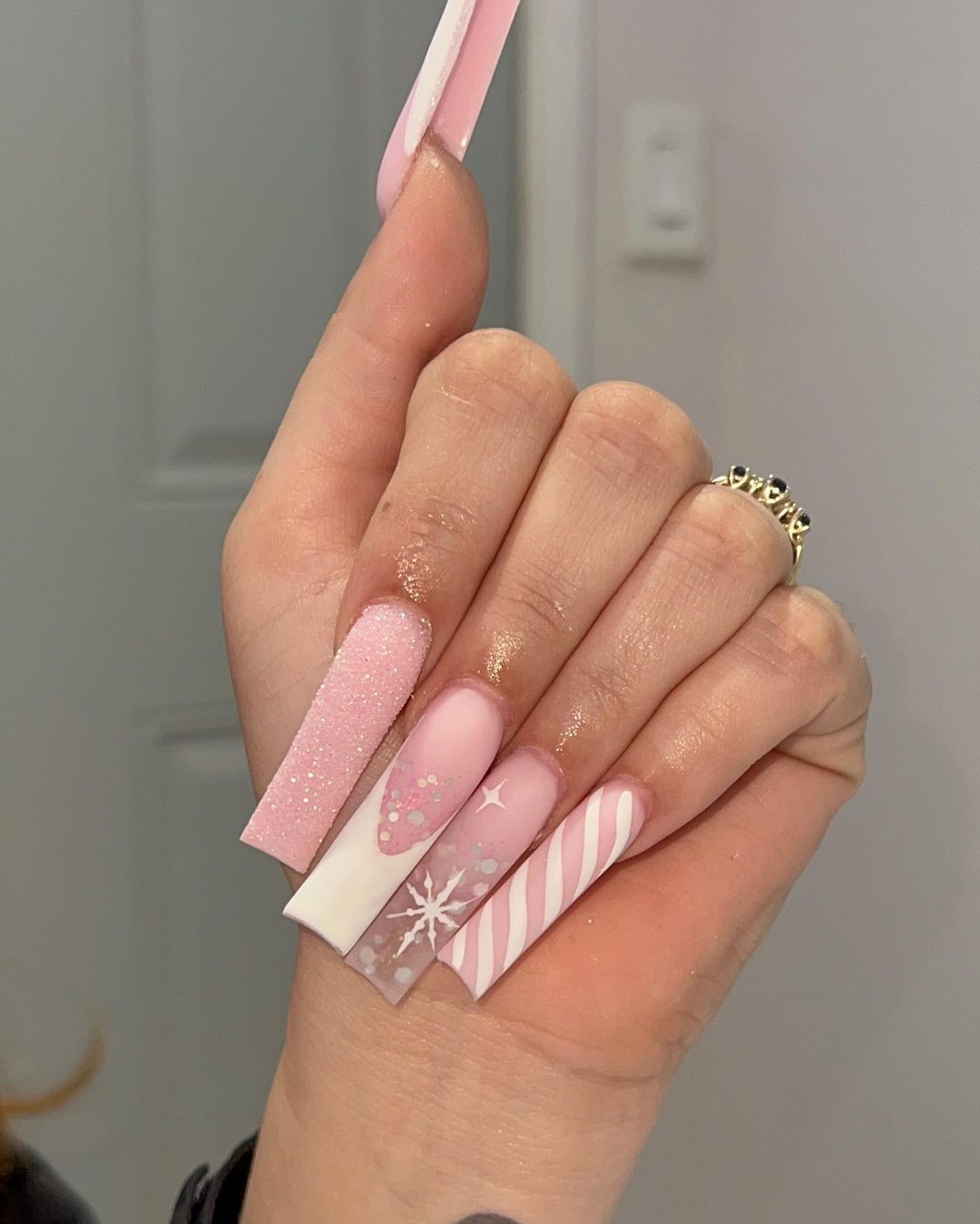 Pink Christmas Nails