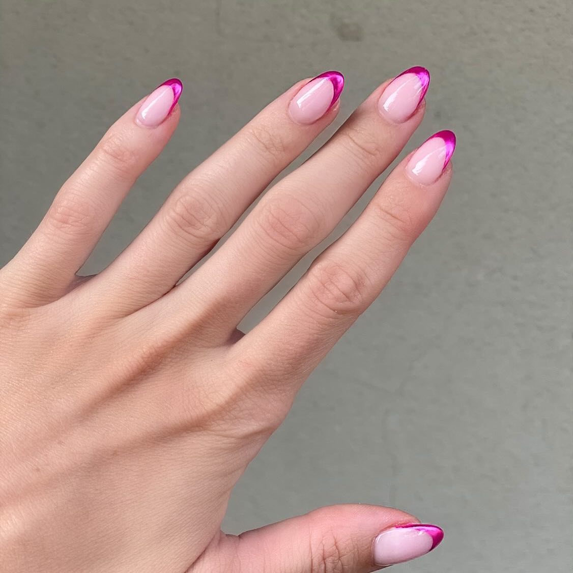 Pink Chrome French Tips