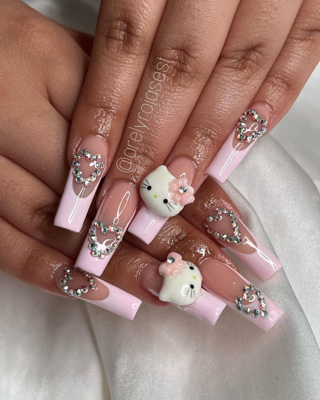 Pink Hello Kitty Nails