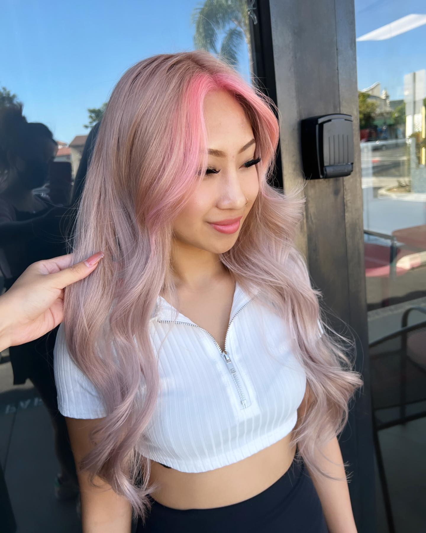 Pink Money Piece Hair