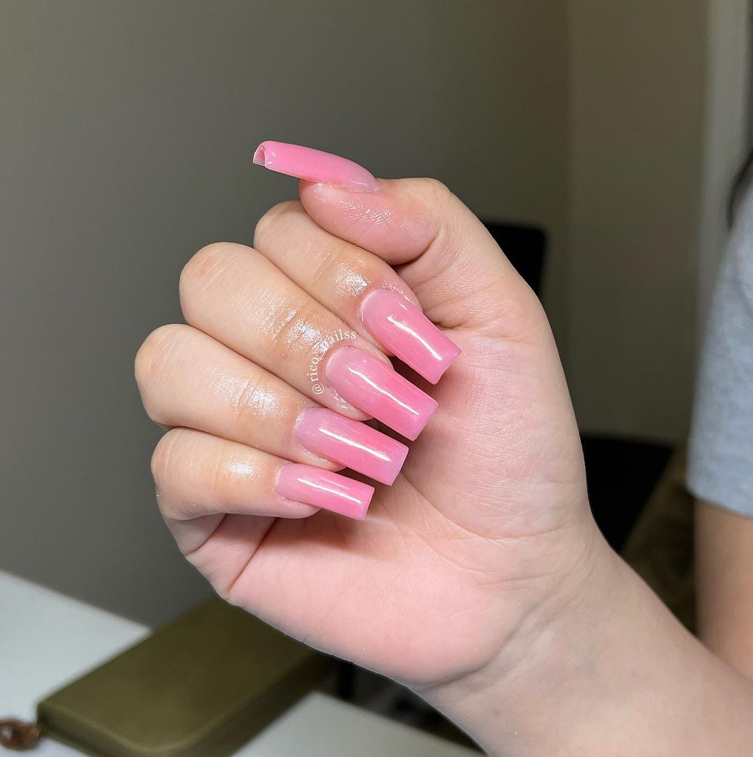 Pink Tapered Square Nails