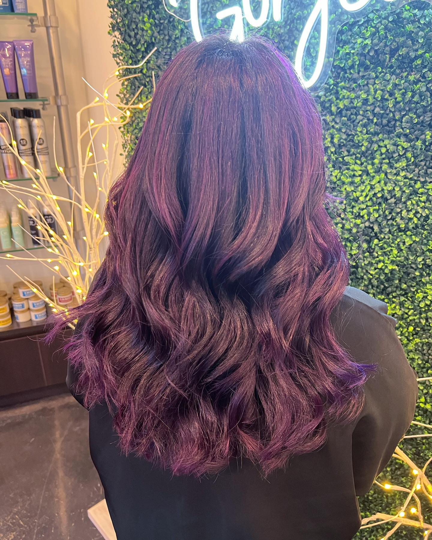 Purple Balayage on Brown Hair