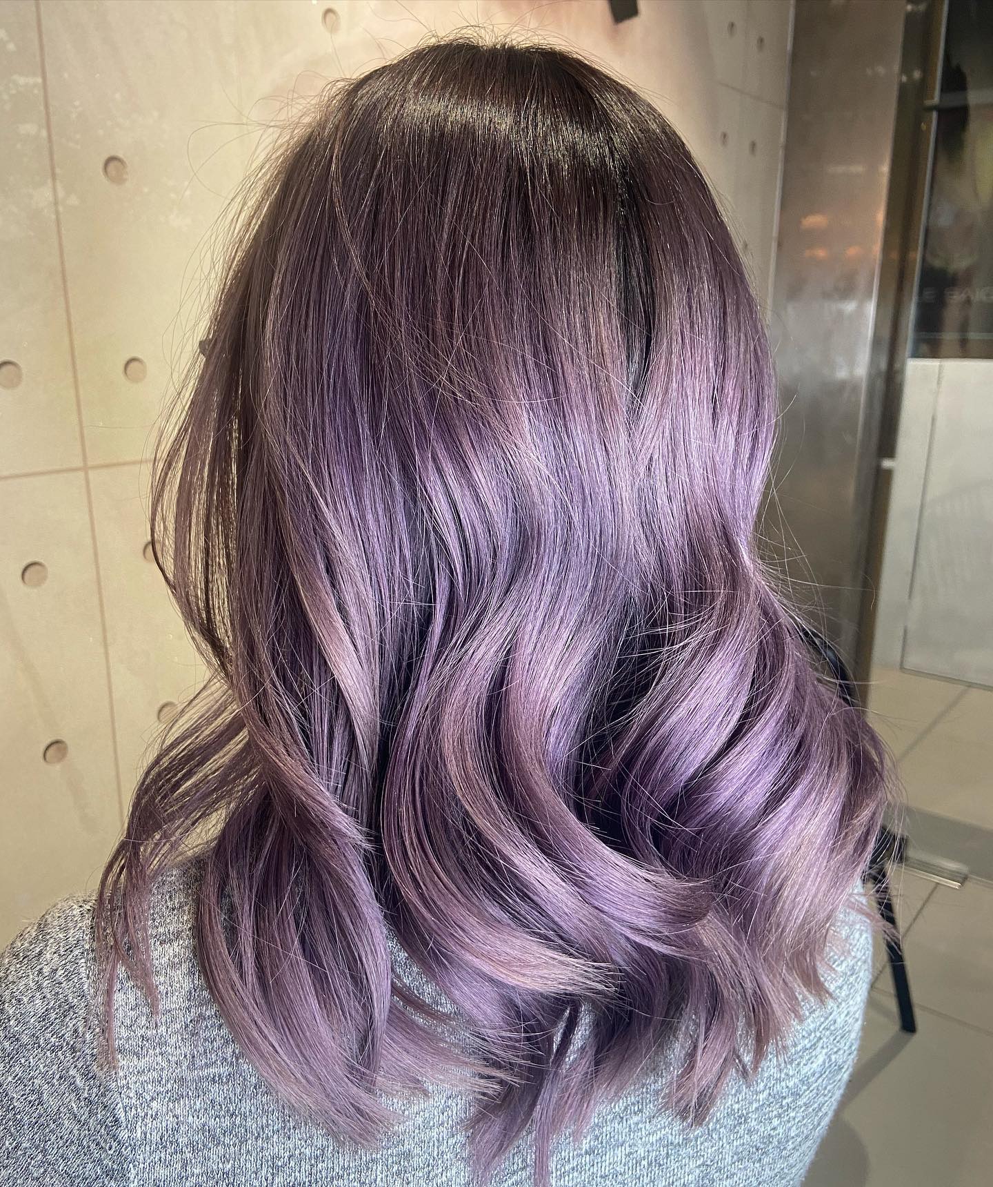 Purple Balayage on Grey Hair