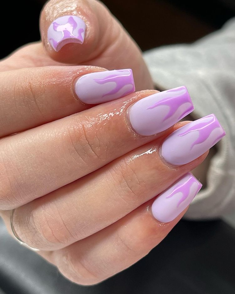 Purple Flame Nails