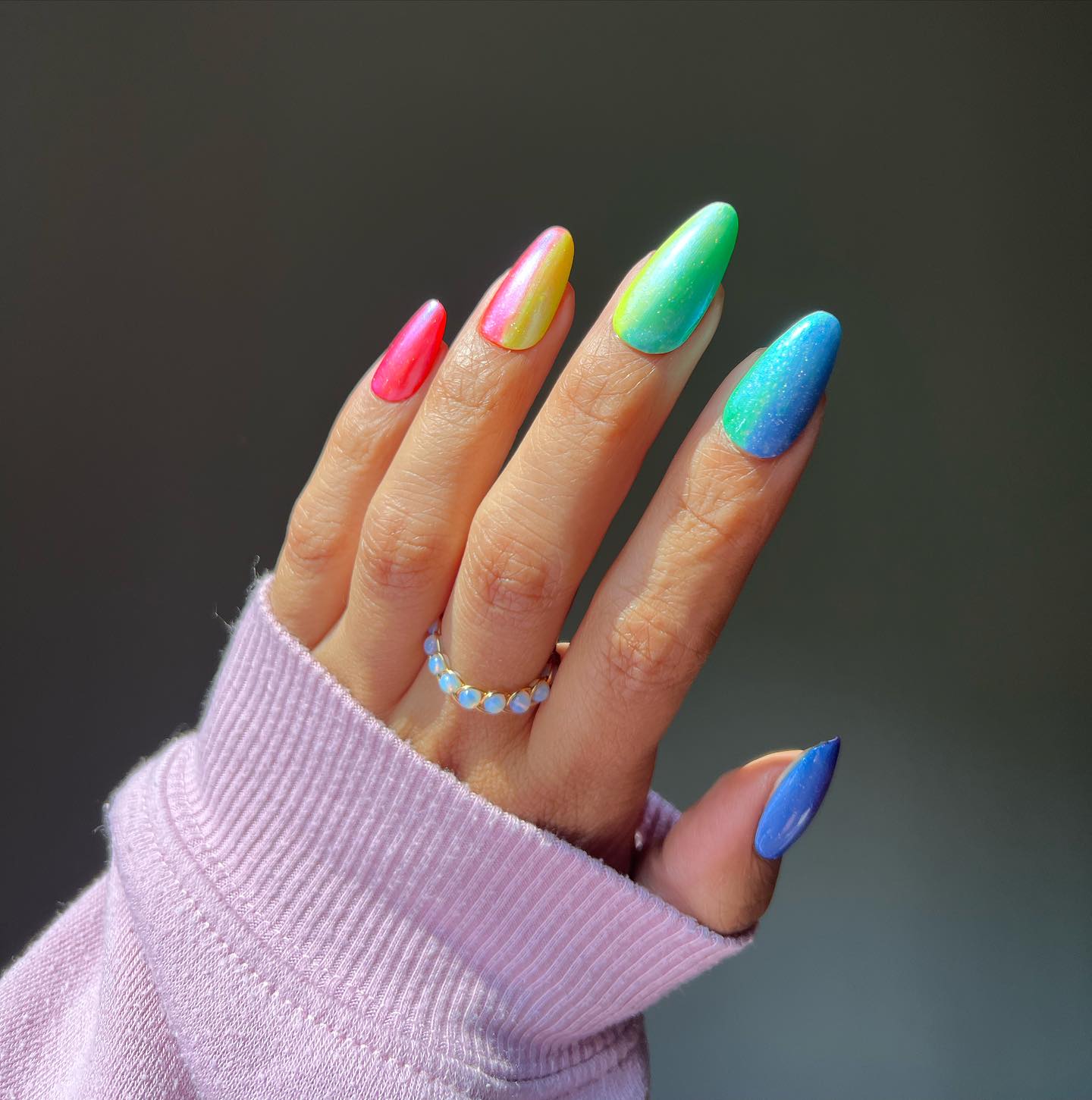 Rainbow Glazed Donut Nails