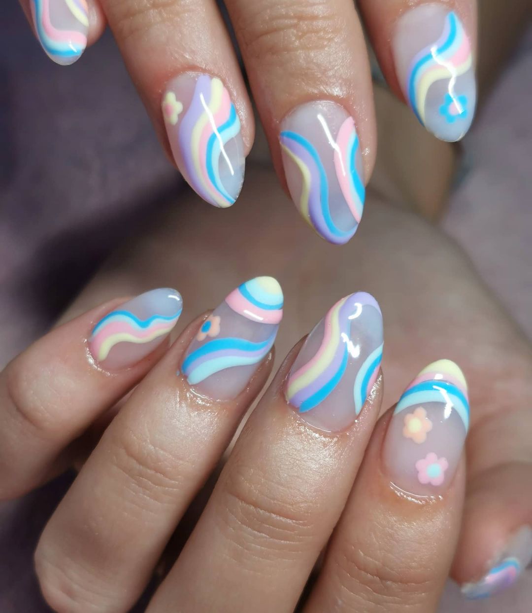 Rainbow Swirl Nails