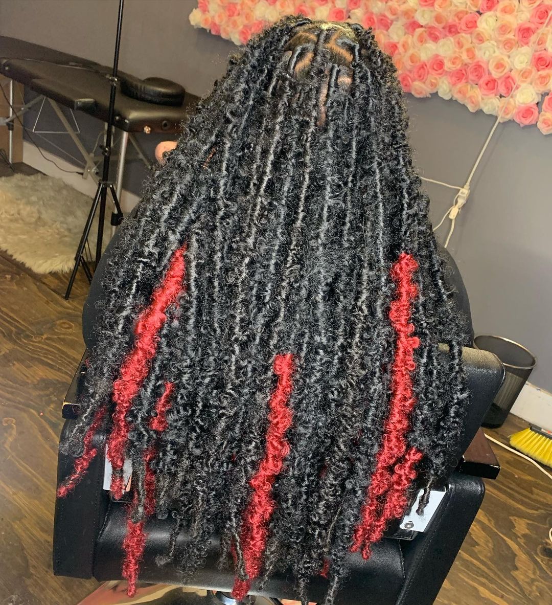 Red And Black Butterfly Locs Long