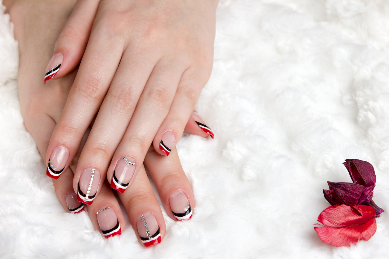 Red and Black French Tip Nails