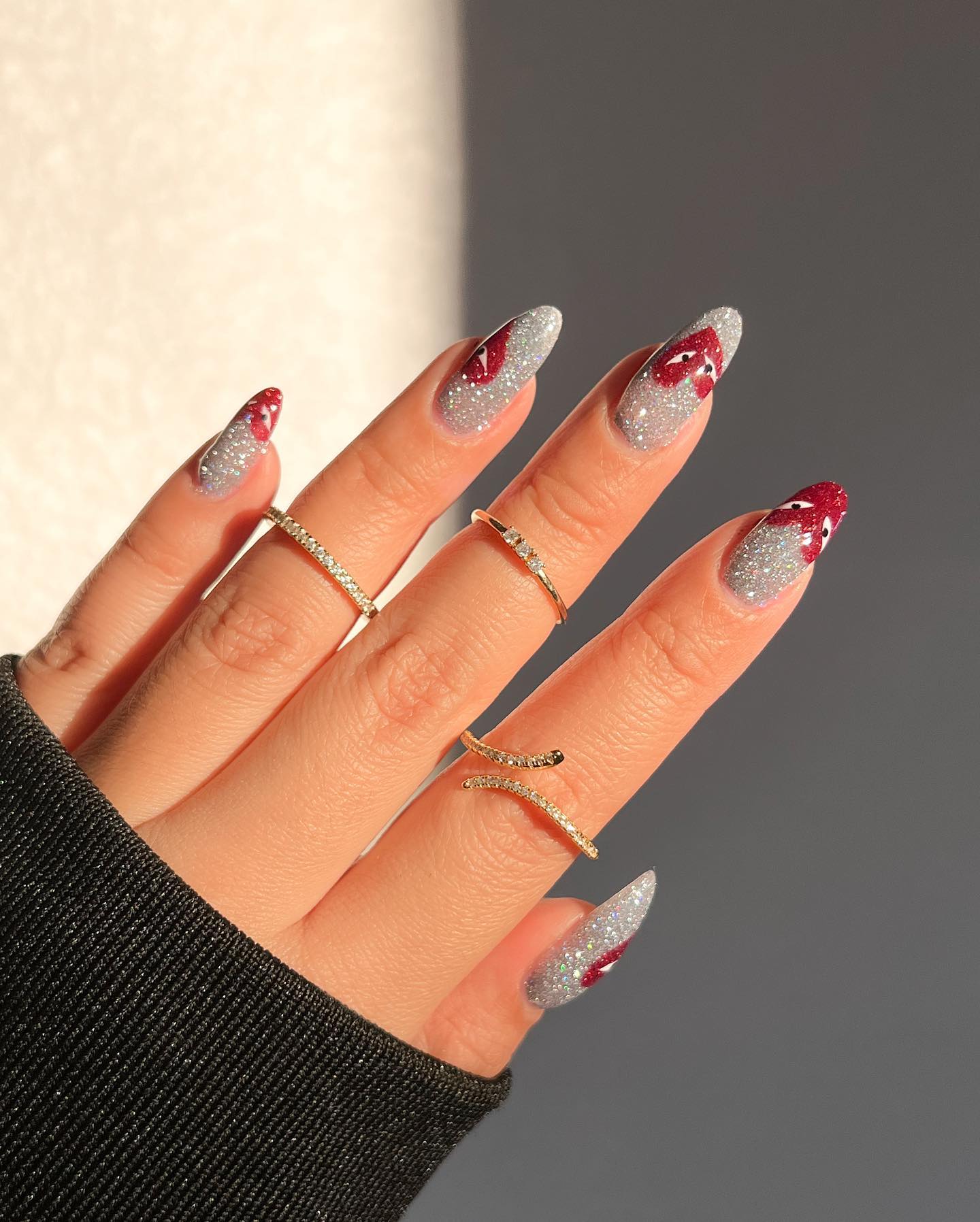 Red And Silver Nails
