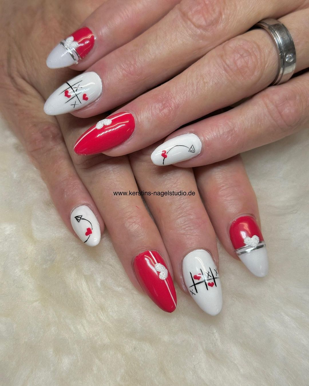 Red And White Graduation Nails