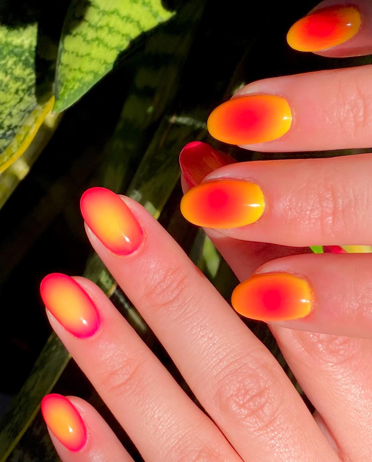 Red and Yellow Ombre Nails