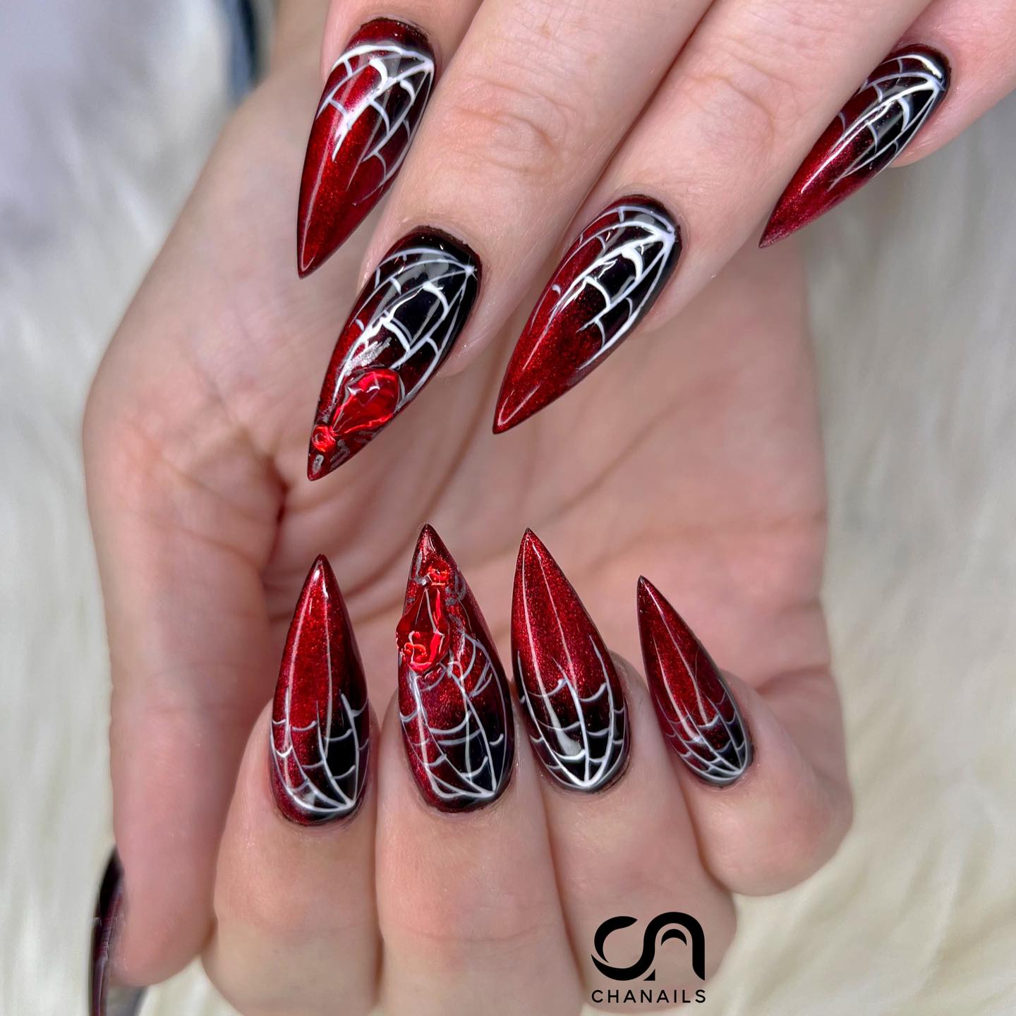 Red Black and Silver Nails