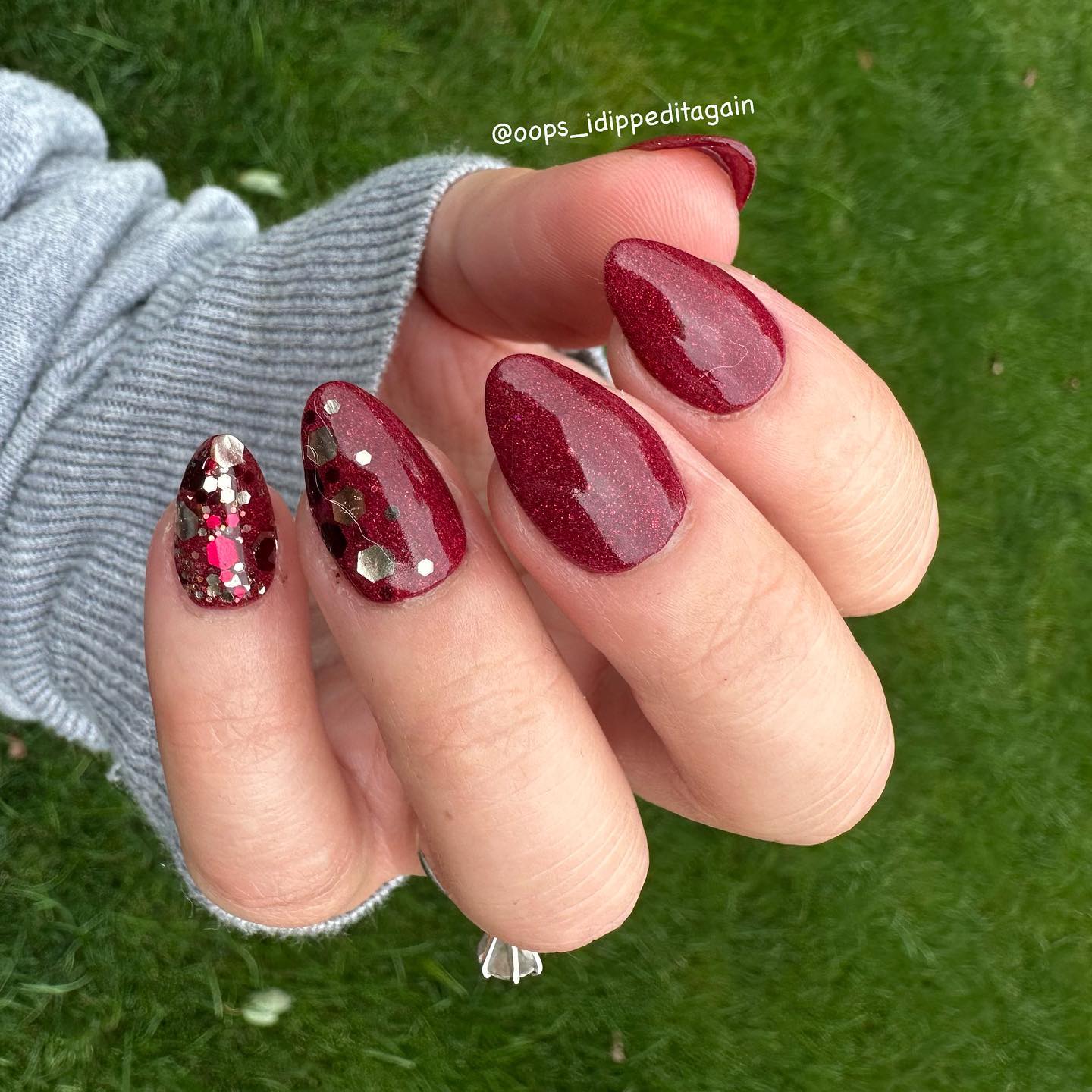 Red Christmas Almond Nails